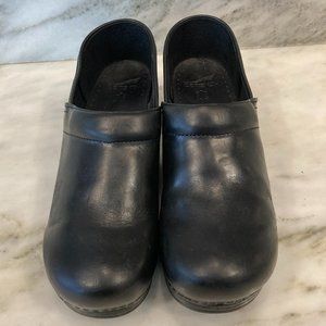 Dansko black leather work clogs, good used condition, size 46